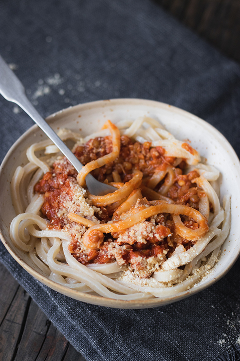 Sprouted Brown Lentil Bolognese Sauce